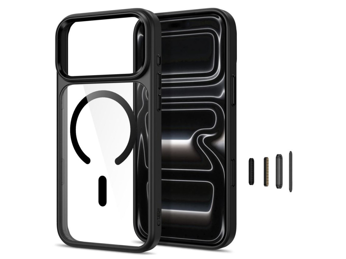 Funda Tech-Protect Magmat MagSafe CC para iPhone 17 Pro Max / 18 Pro Max - Negro transparente