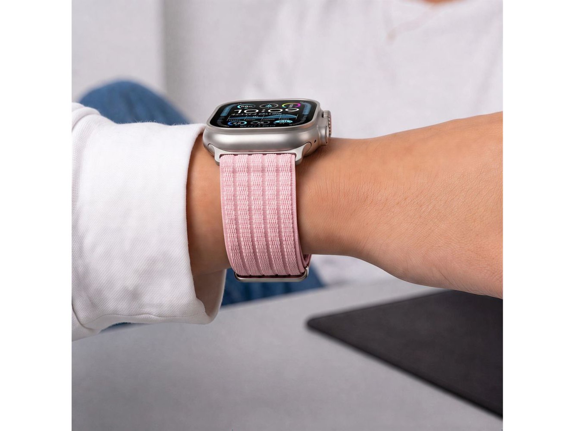 Tech-Protect Nylon Sport Band for Apple Watch 44/45/46/49 mm - Light Pink