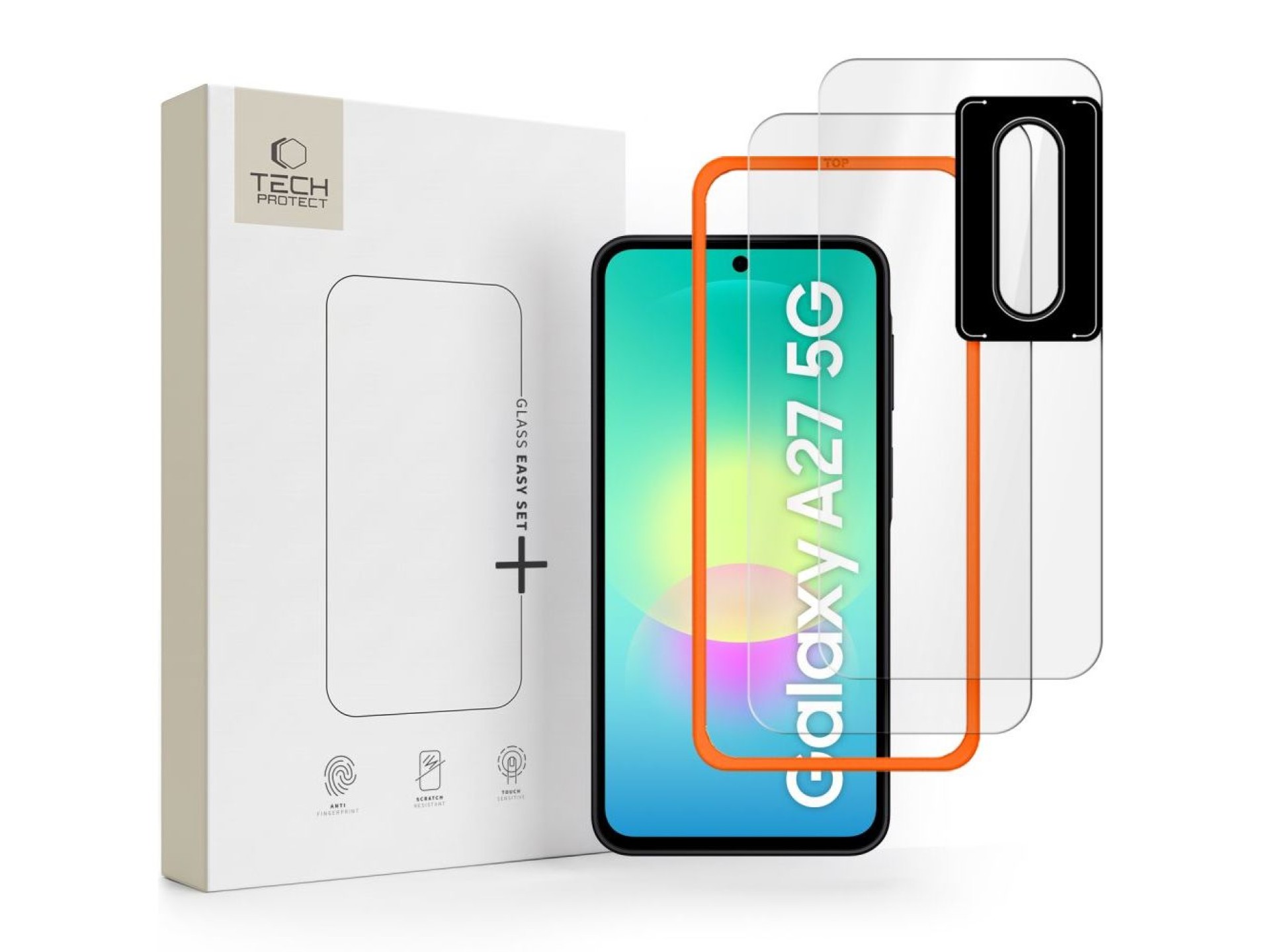 Tech-Protect Easy Set+ Paquete de 2 protectores de pantalla de vidrio templado para la pantalla y vi