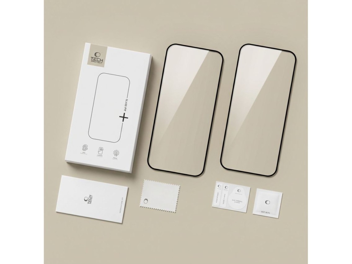 Protector de pantalla de vidrio templado Tech-Protect Glass Fit+ (paquete de 2) para Xiaomi Redmi 17