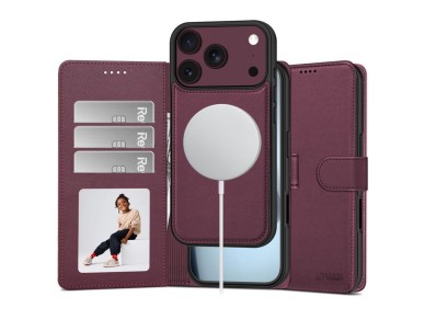 Funda tipo cartera Tech-Protect MagSafe para iPhone 17 Pro / 18 Pro - color burdeos Funda tipo cartera Tech-Protect MagSafe para iPhone 17 Pro / 18 Pro - color burdeos
