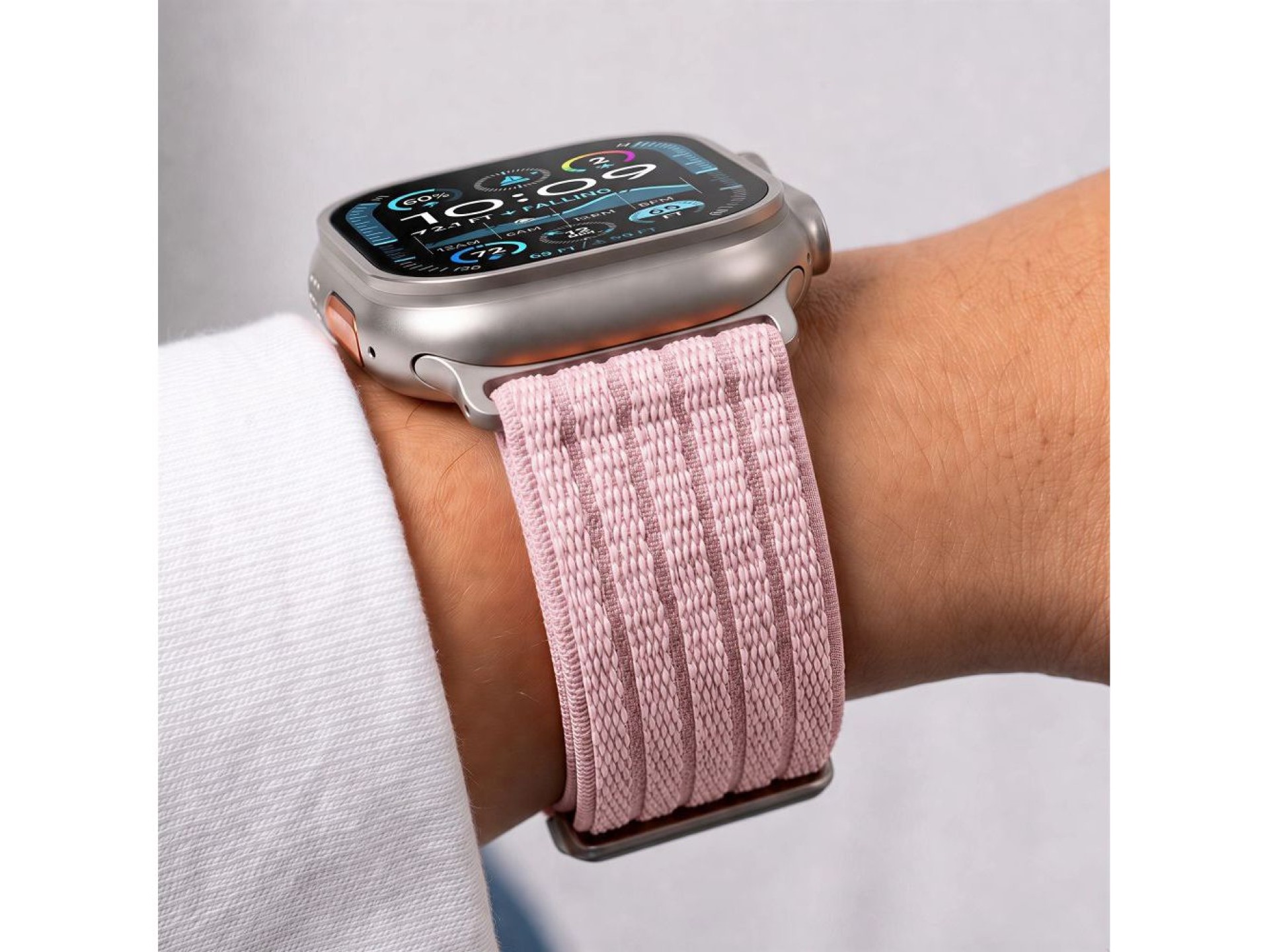 Tech-Protect Nylon Sport Band for Apple Watch 44/45/46/49 mm - Light Pink
