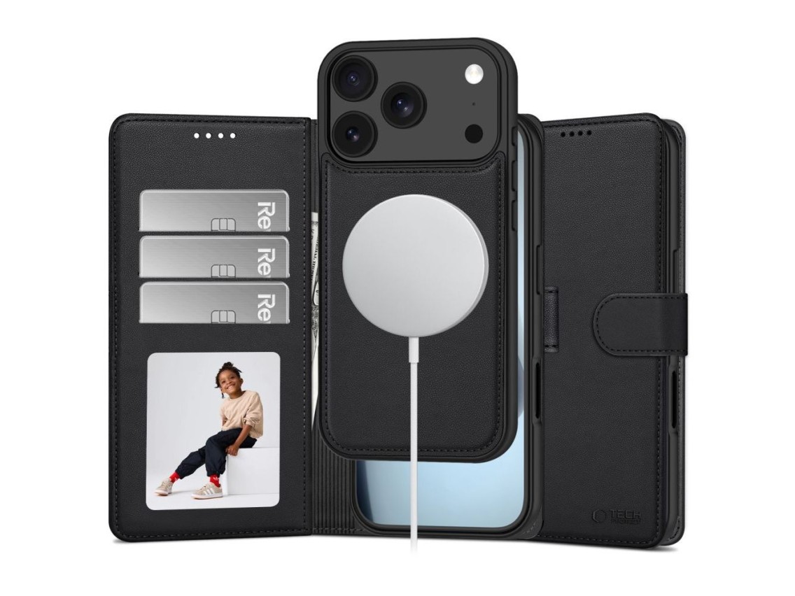 Funda tipo cartera Tech-Protect MagSafe para iPhone 17 Pro Max / 18 Pro Max - Negro mate