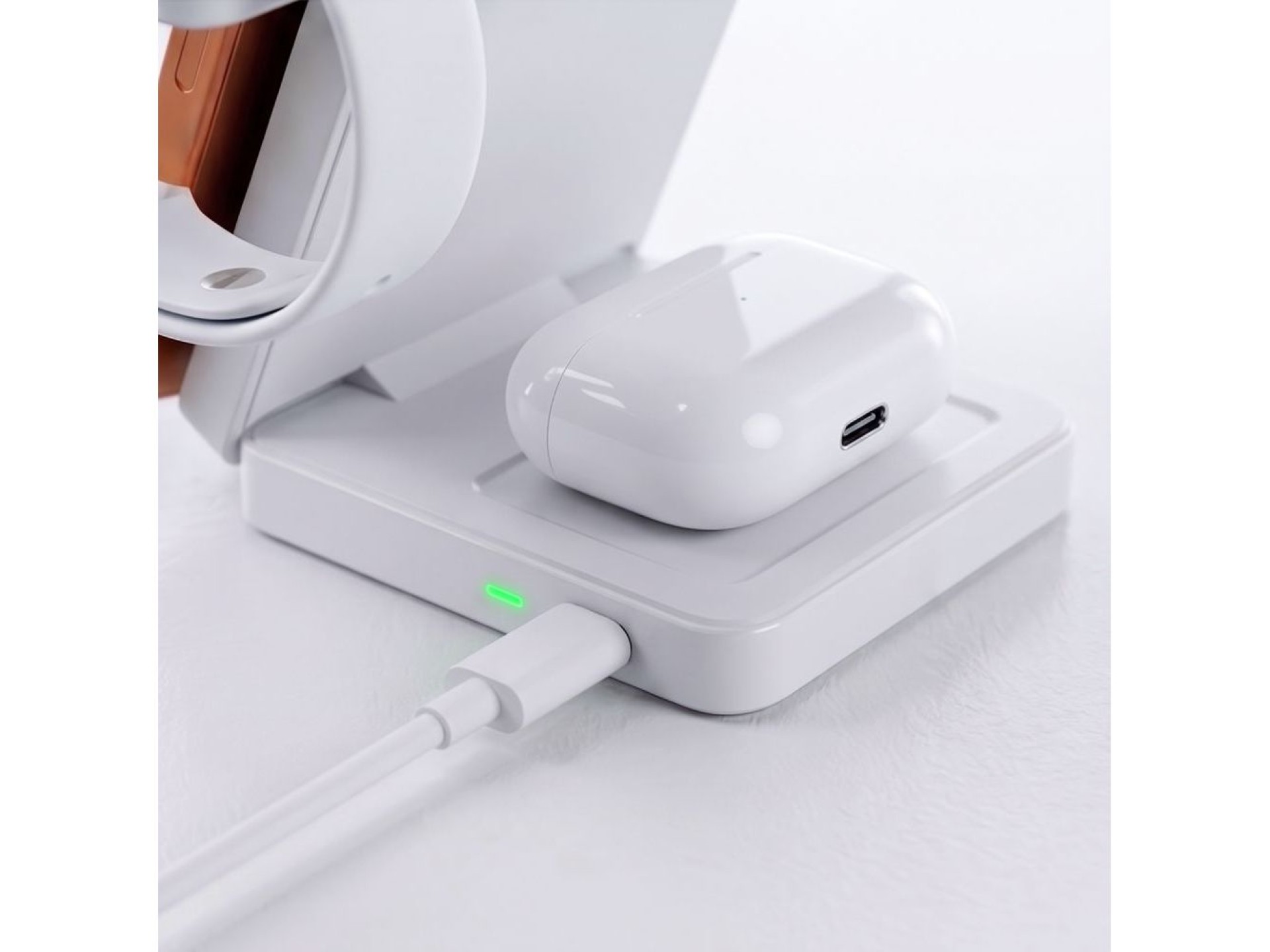 Cargador inalámbrico Tech-Protect A56 3 en 1 MagSafe de 25 W QI2.2 + cable USB-C/USB-C de 100 cm - B