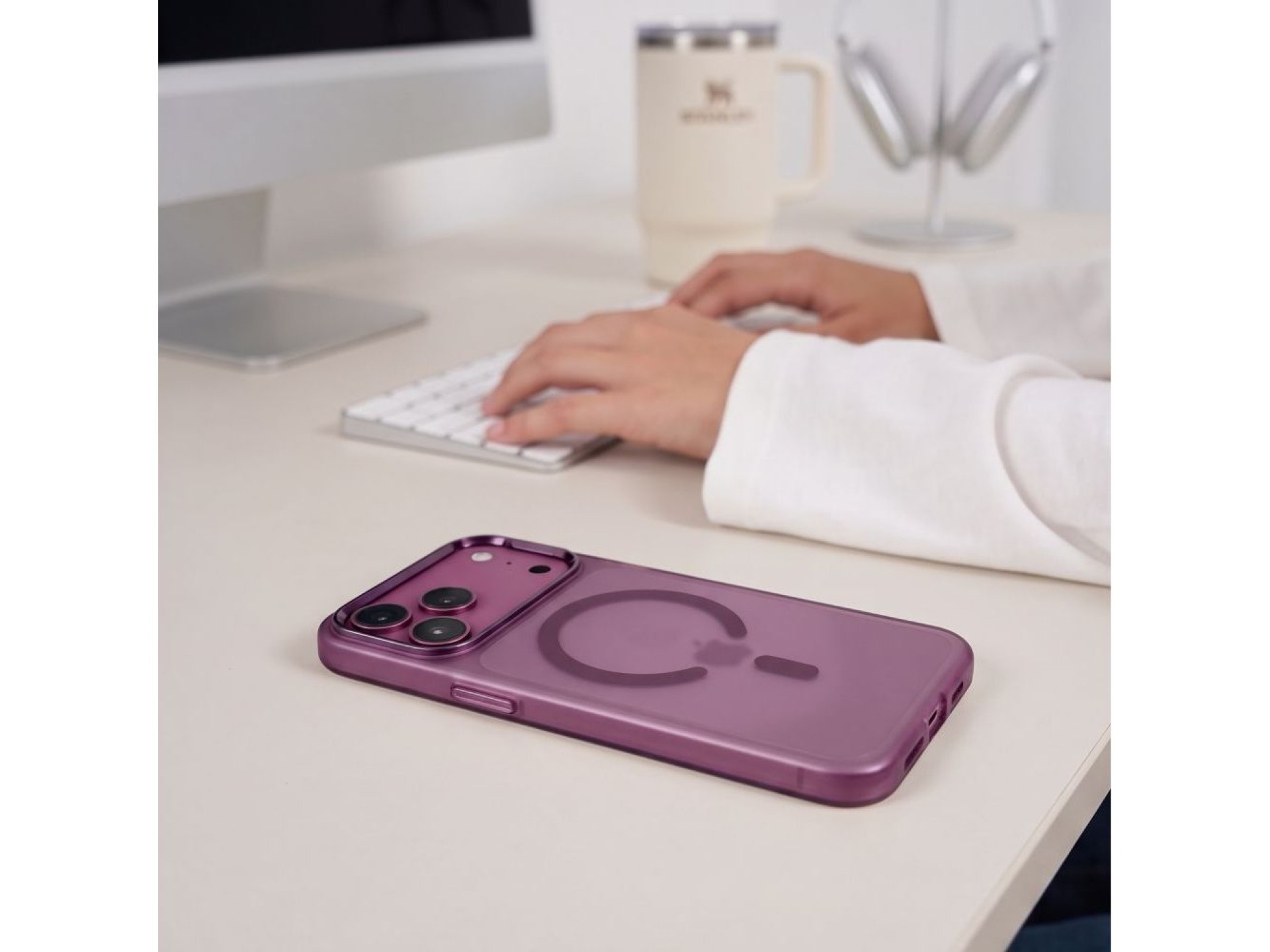 Funda Tech-Protect MagZero MagSafe para iPhone 17 Pro Max / 18 Pro Max - Borgoña Mate