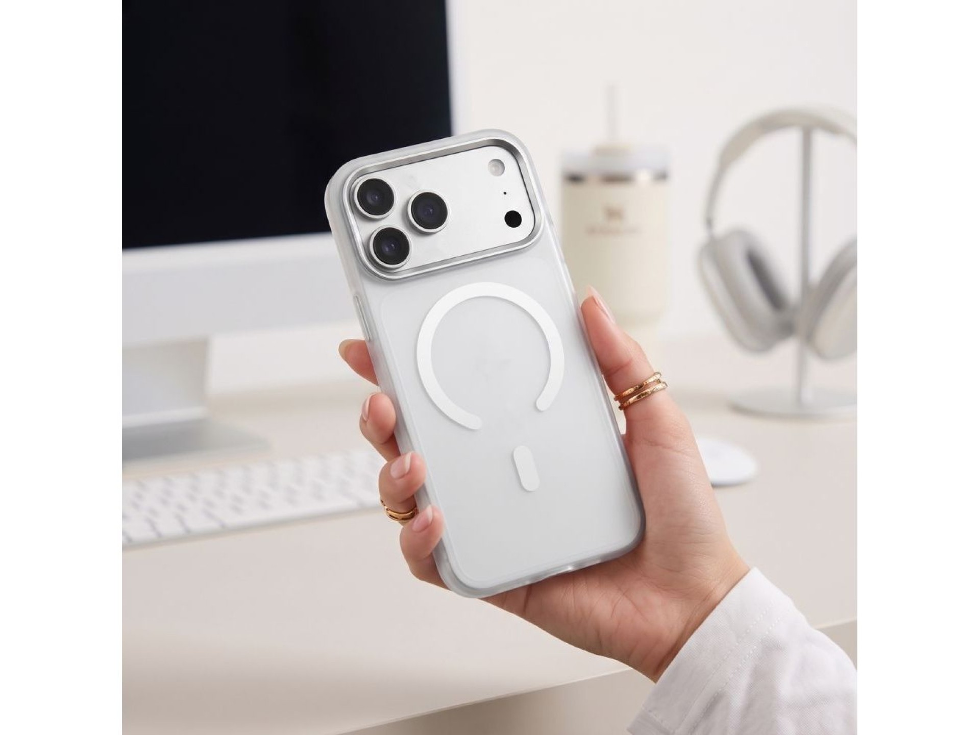 Funda Tech-Protect MagZero MagSafe para iPhone 17 Pro Max / 18 Pro Max - Blanco mate
