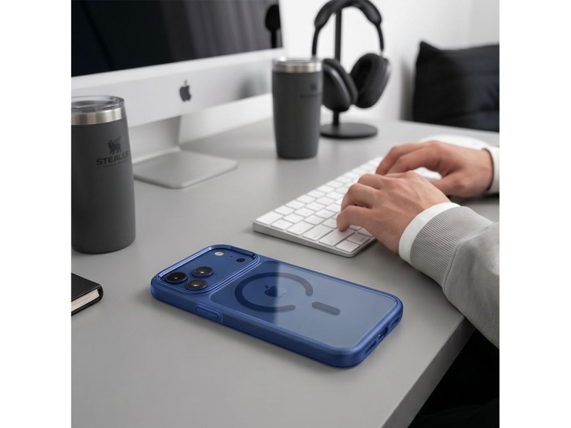 Funda Tech-Protect Magmat MagSafe CC para iPhone 17 Pro Max / 18 Pro Max - Azul marino transparente