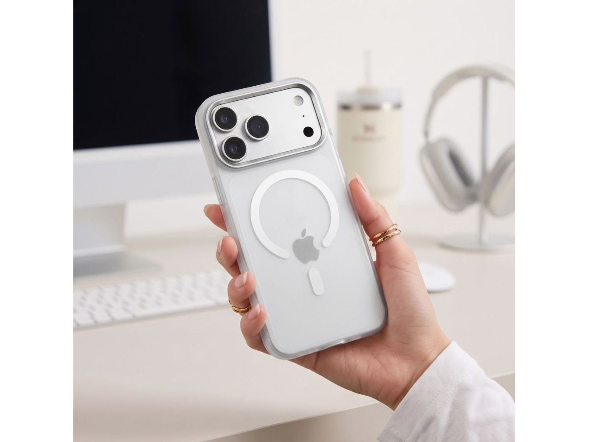 Funda Tech-Protect MagZero MagSafe para iPhone 17 Pro Max / 18 Pro Max - Blanco mate