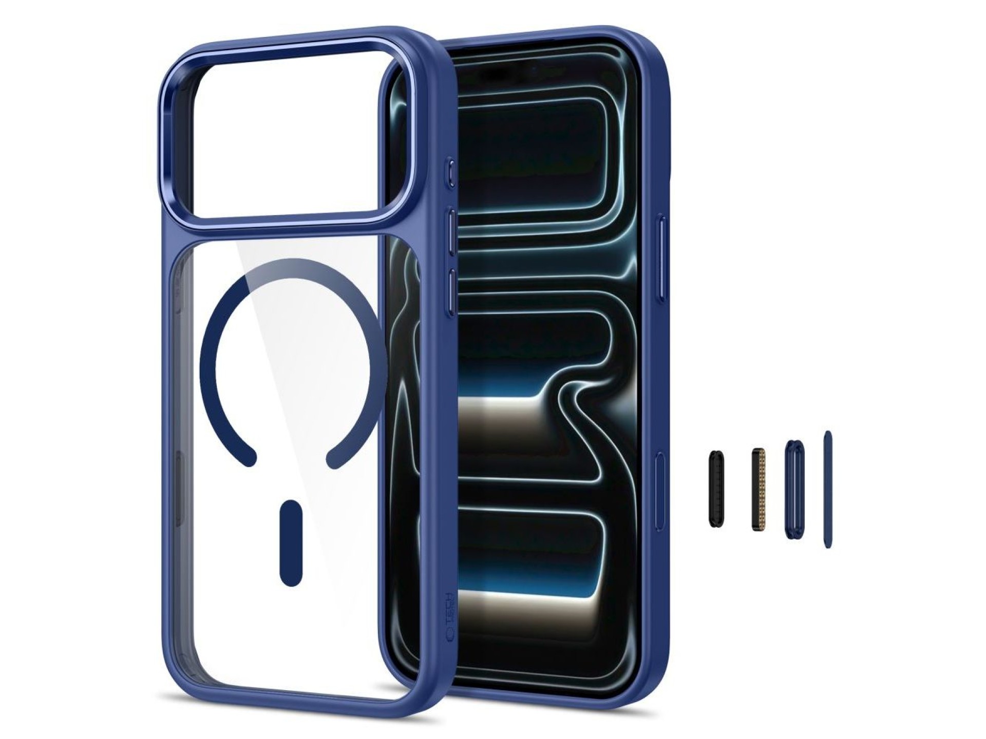 Funda Tech-Protect Magmat MagSafe CC para iPhone 17 Pro Max / 18 Pro Max - Azul marino transparente