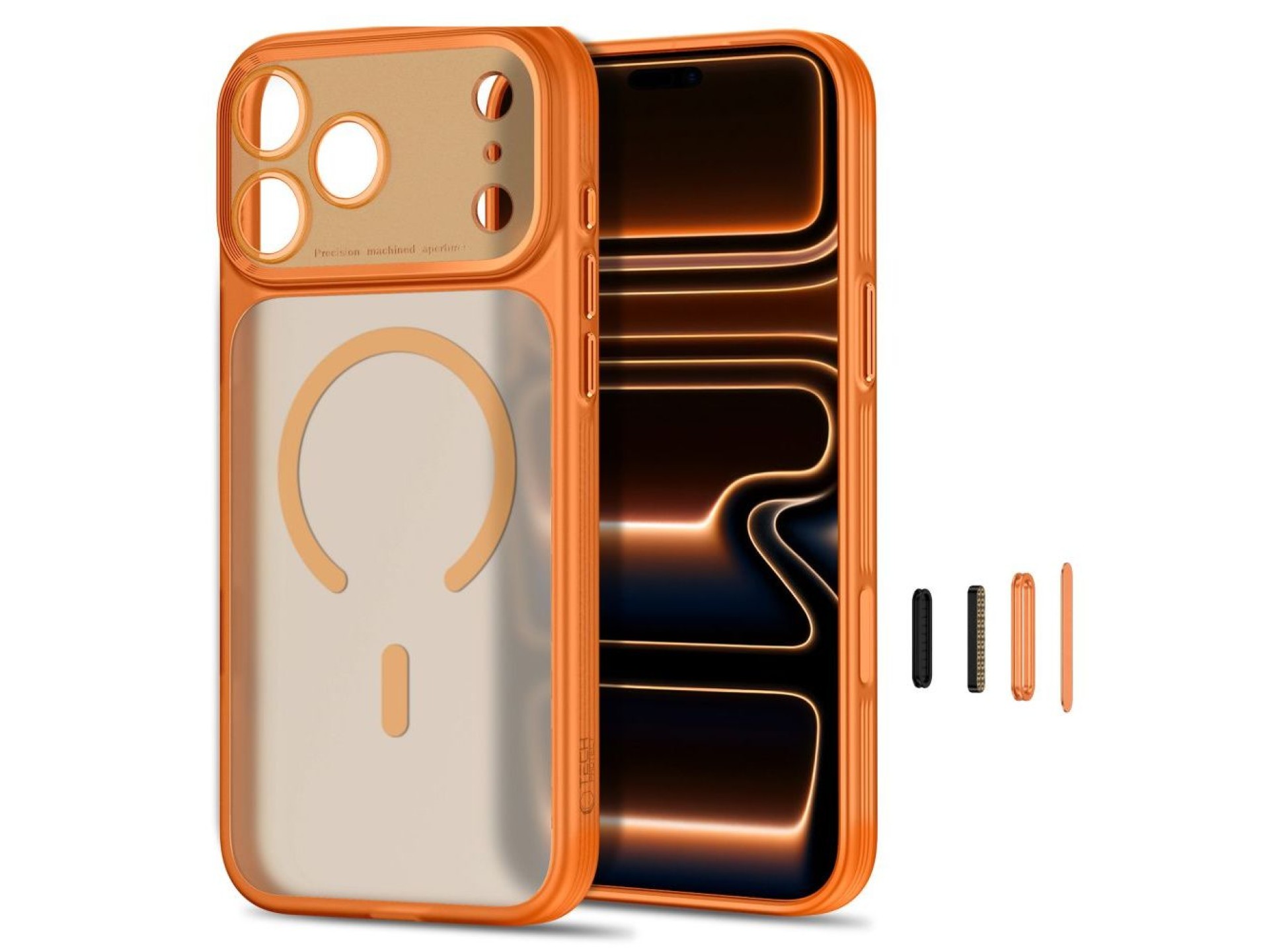 Tech-Protect MagPrime MagSafe CC case for iPhone 18 Pro / 17 Pro - matte orange