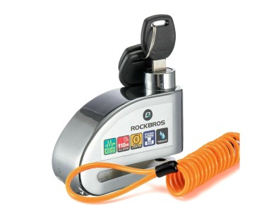 Candado para bicicleta Rockbros LBAYG8308 con alarma y candado de disco - Naranja