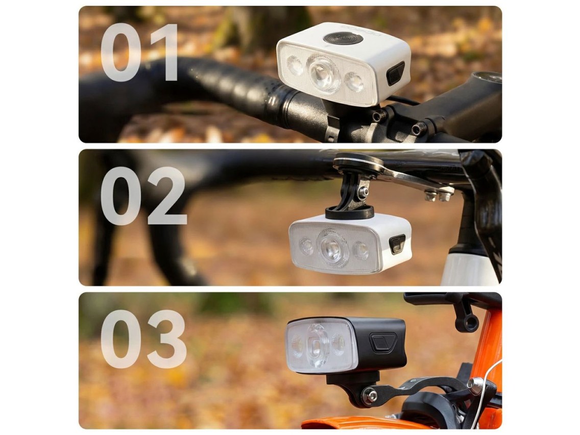 Rockbros QC1200 Front Bike Light 1200lm USB-C - White