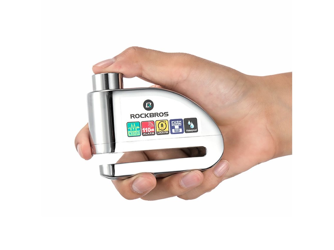 Candado para bicicleta Rockbros LBAYG8308 con alarma y candado de disco - Negro
