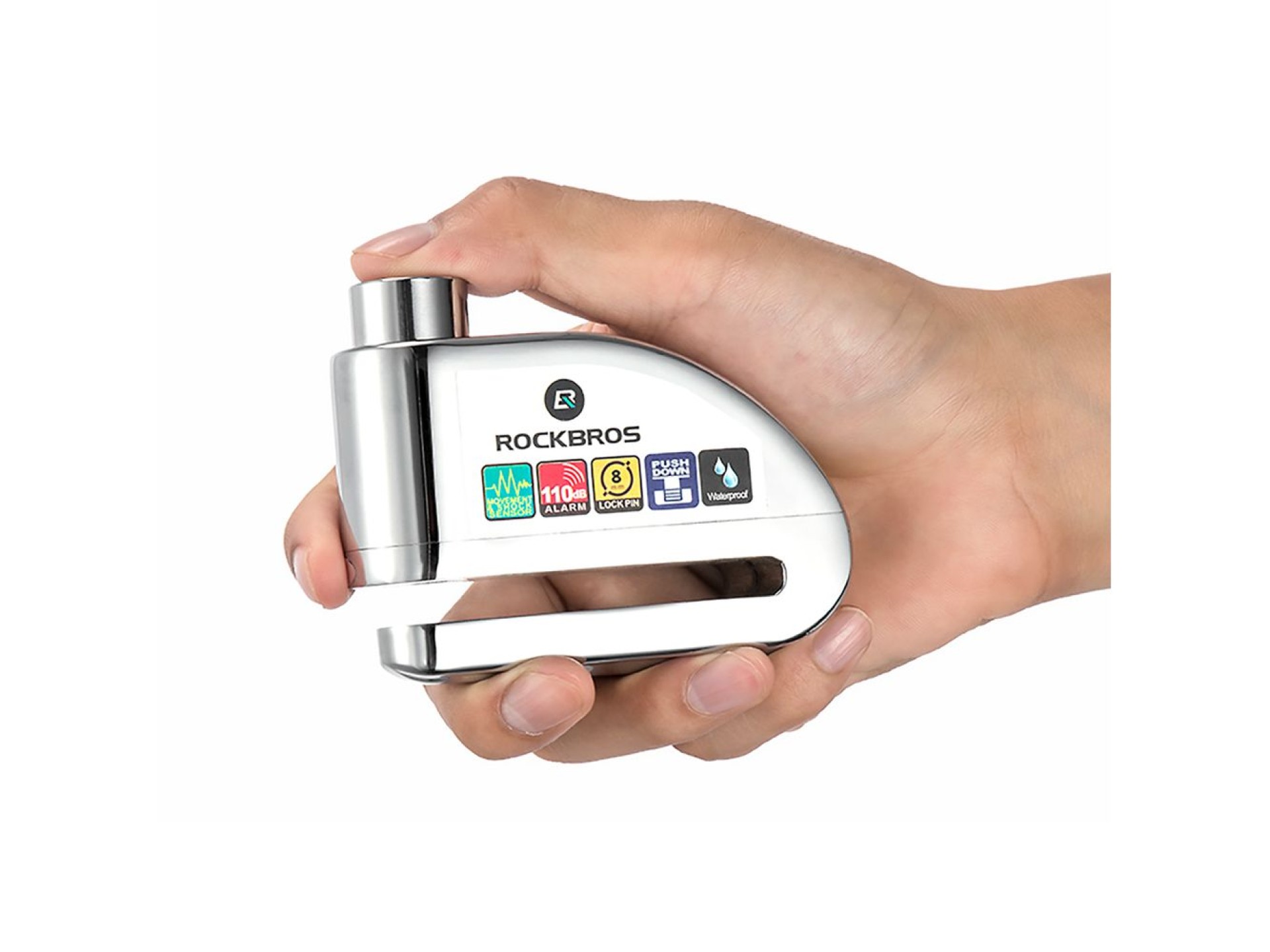 Candado para bicicleta Rockbros LBAYG8308 con alarma y candado de disco - Negro