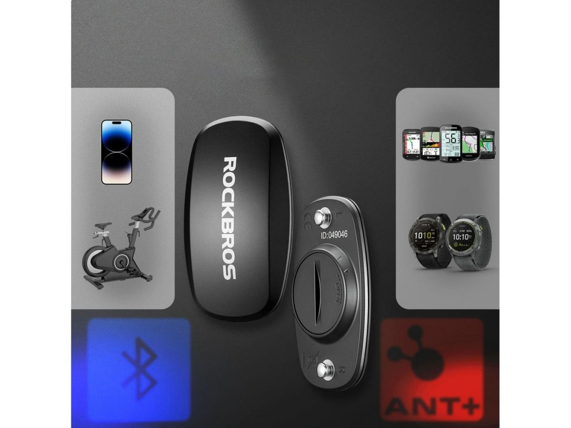 Cinta de monitoramento cardíaco Rockbros HRM812 Bluetooth ANT+ com sensor IP67 - Preta