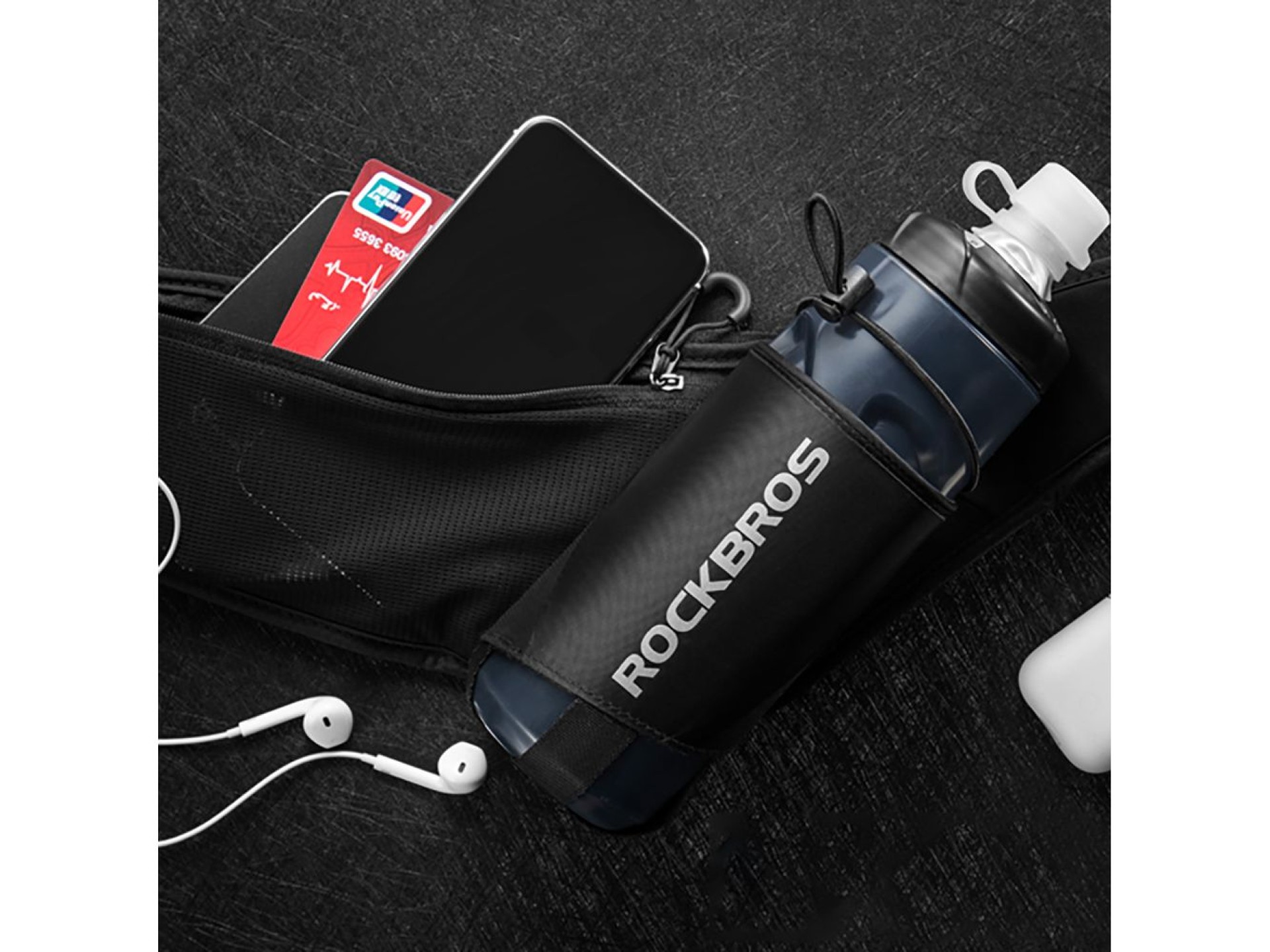 Bolsa de cintura para garrafa de bicicleta Rockbros D45 - Preta