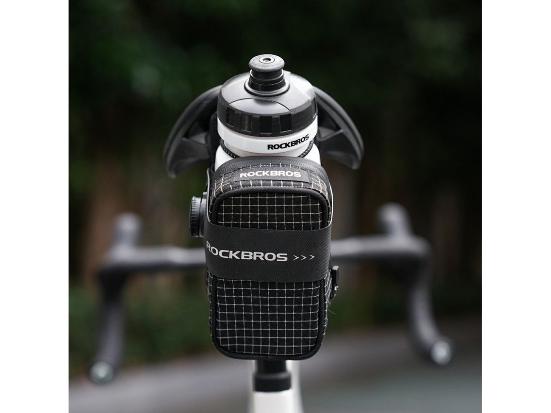 Rockbros P010 multifunctional saddle bag with bottle holder - black