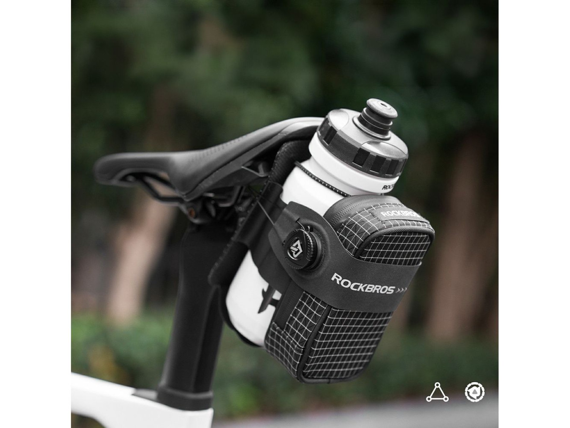 Rockbros P010 multifunctional saddle bag with bottle holder - black