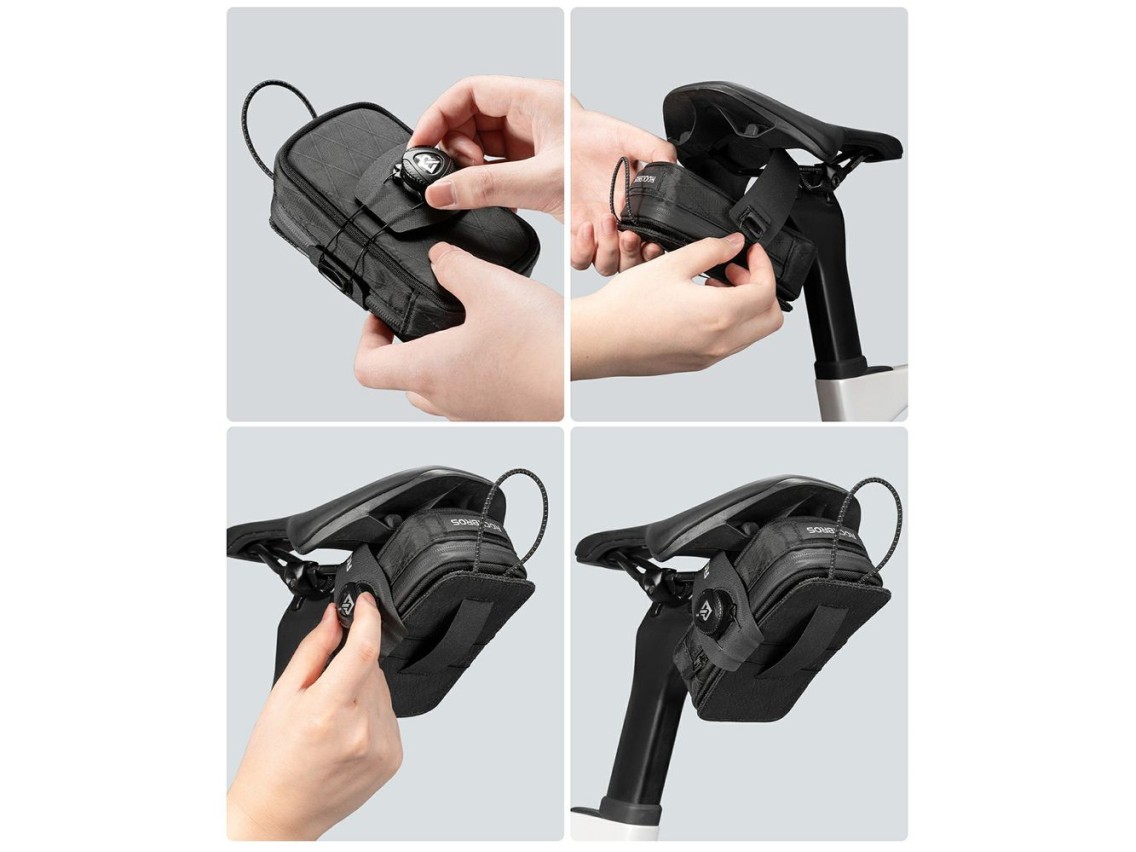 Rockbros P010 multifunctional saddle bag with bottle holder - black
