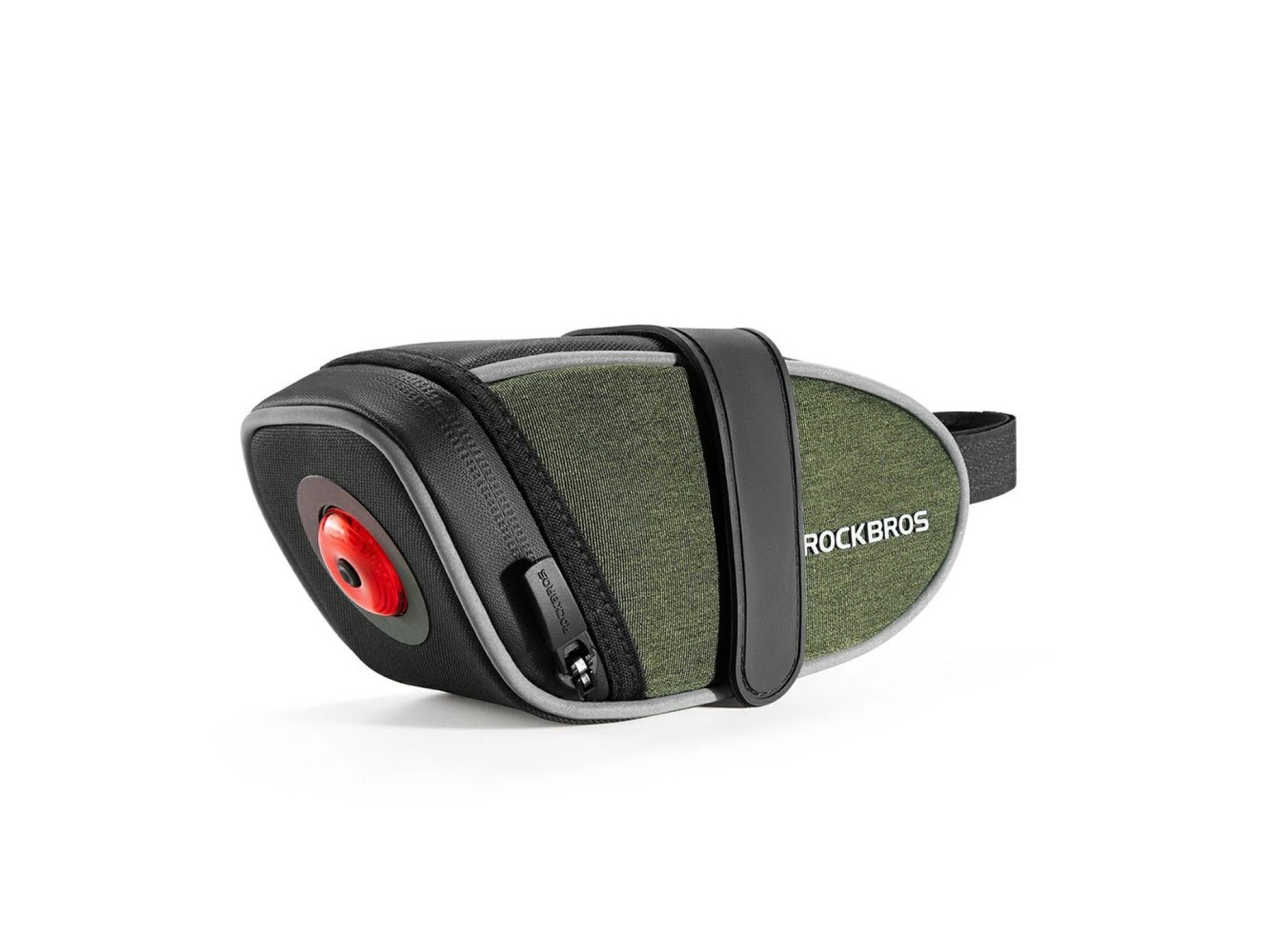 Bolsa de selim leve Rockbros C52-2 com iluminação de 250 mAh - verde