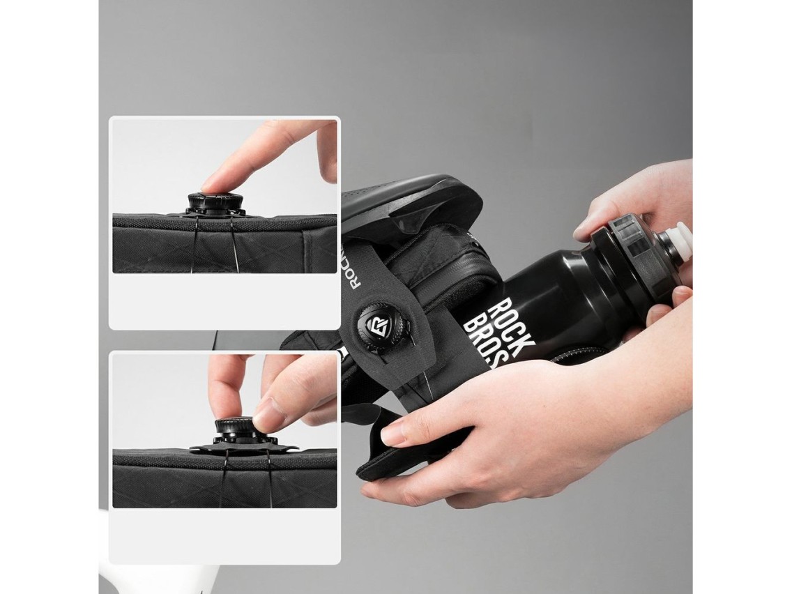 Bolsa de selim multifuncional Rockbros P010 com porta-garrafas - preta