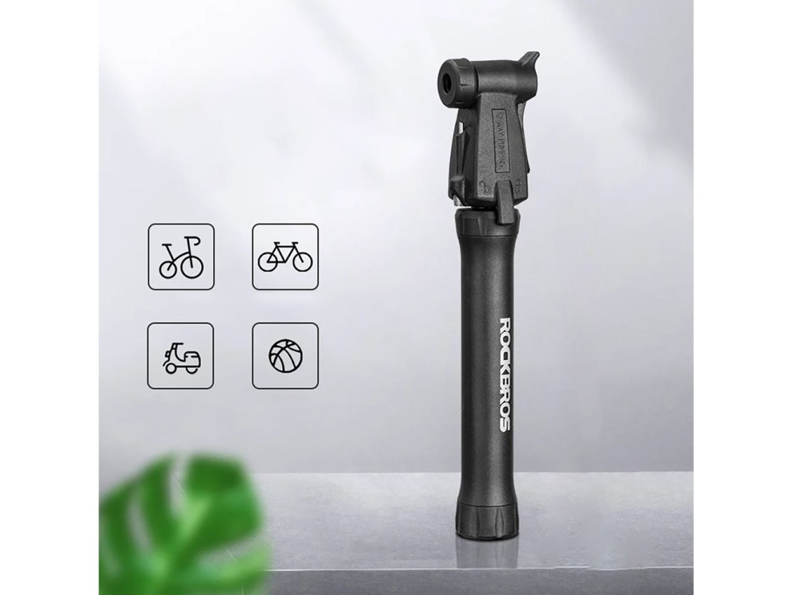ROCKBROS TM-1701P 80 PSI Mini Bicycle Pump for Presta and Schrader Valves - Black
