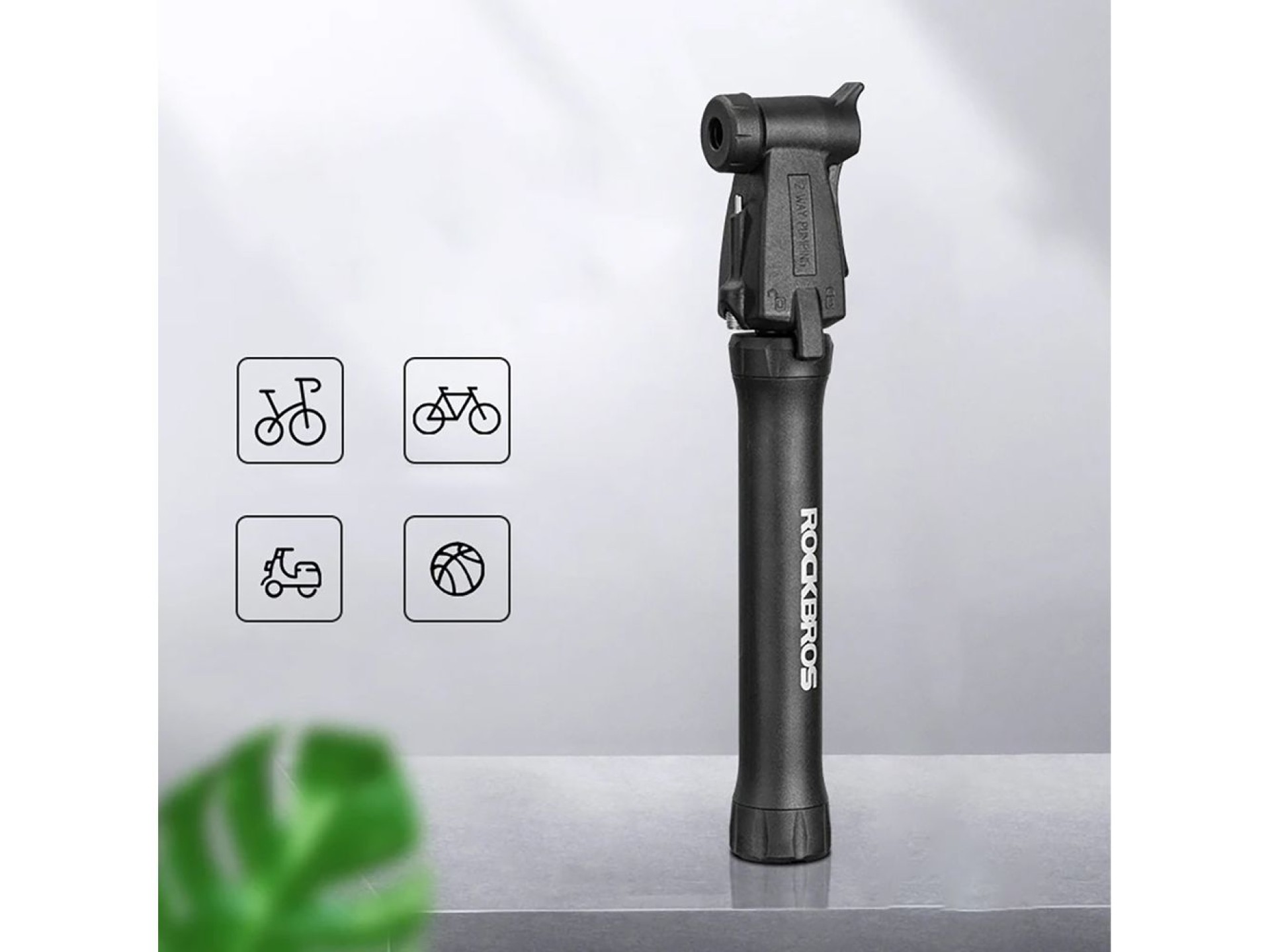ROCKBROS TM-1701P 80 PSI Mini Bicycle Pump for Presta and Schrader Valves - Black