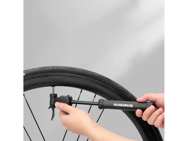ROCKBROS TM-1701P 80 PSI Mini Bicycle Pump for Presta and Schrader Valves - Black ROCKBROS TM-1701P 80 PSI Mini Bicycle Pump for Presta and Schrader Valves - Black