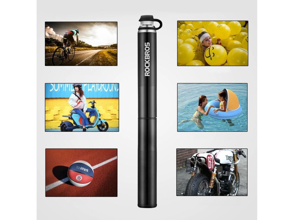 Bomba de bicicleta ligera Rockbros JG-PB-004 con manómetro - negra