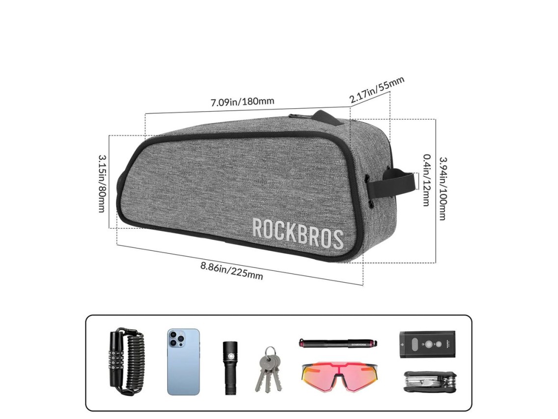 Rockbros TL004 ROAD TO SKY 0.7L Waterproof Frame Bike Bag - Gray