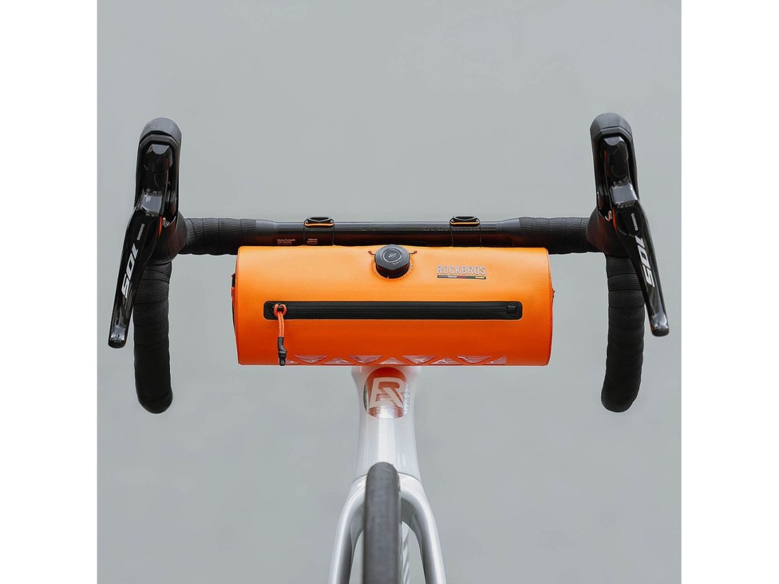Bolsa de guidão para bicicleta Rockbros AS-143 ROAD TO SKY, impermeável, 2 litros - laranja
