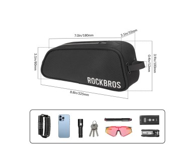 Bolsa de quadro imperme�vel Rockbros TL004 ROAD TO SKY 0,7L para bicicleta - Preta