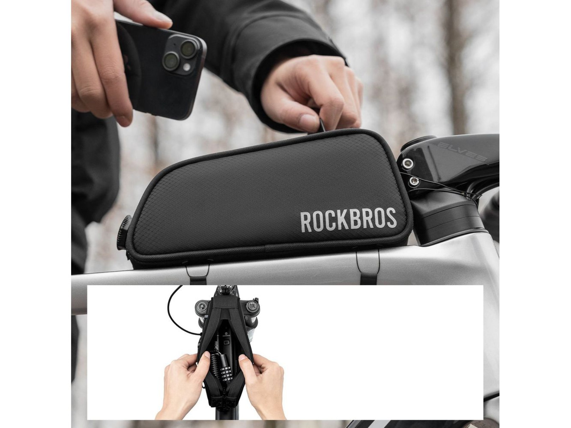 Rockbros TL004 ROAD TO SKY 0.7L Waterproof Frame Bike Bag - Black