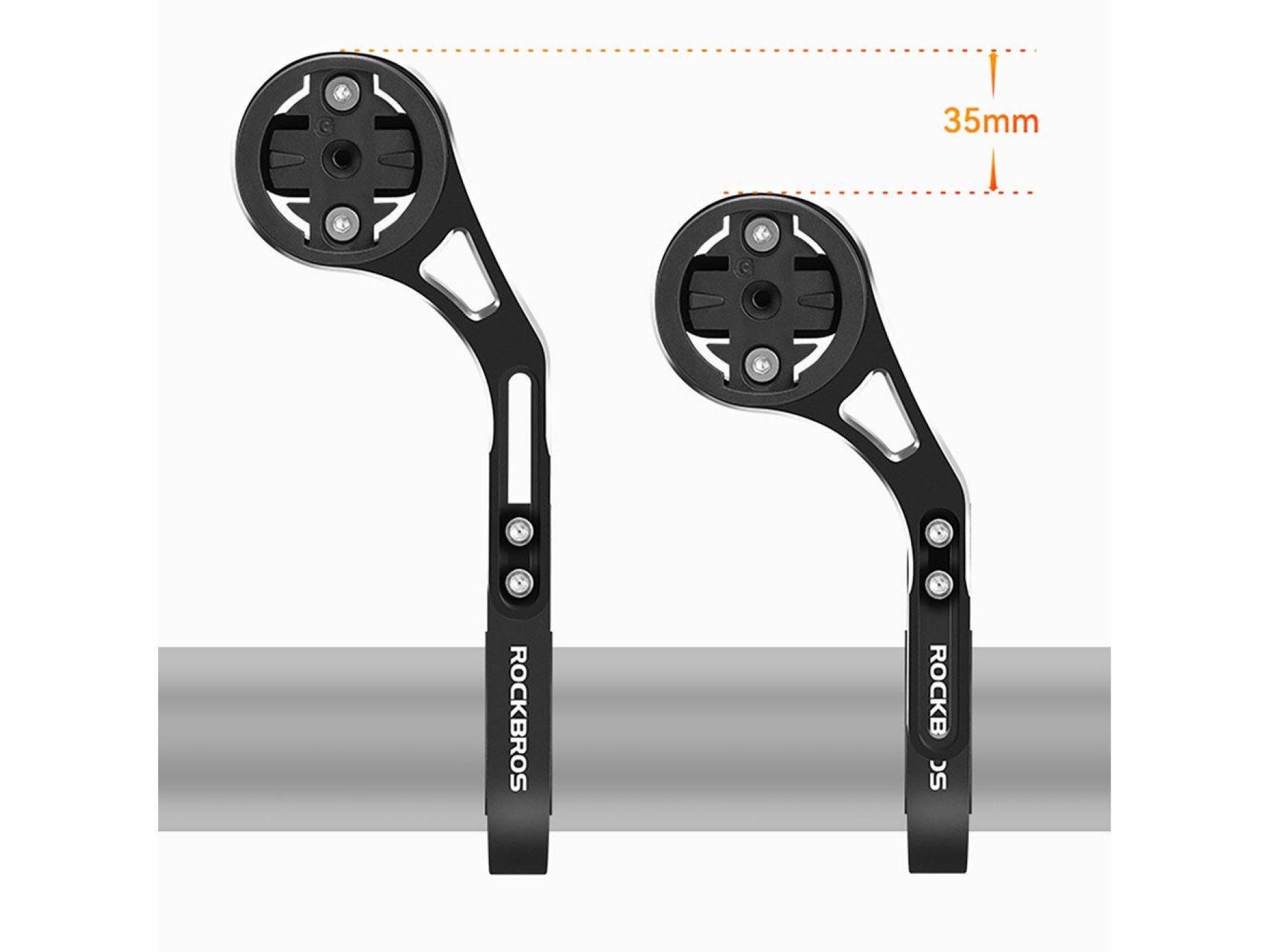 Suporte de guidão Rockbros FK-301 2 em 1 para computador/navegador e câmera/iluminação - Preto