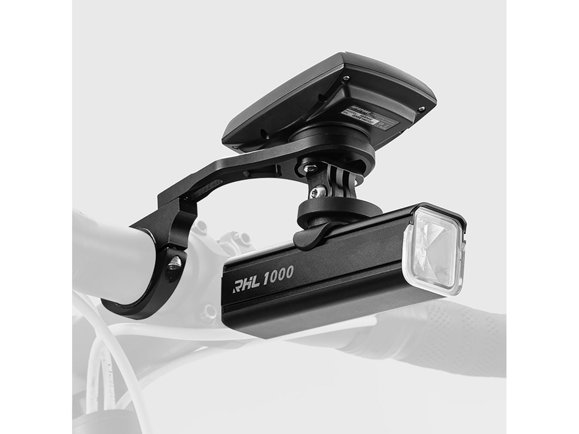 Suporte de guidão Rockbros FK-301 2 em 1 para computador/navegador e câmera/iluminação - Preto