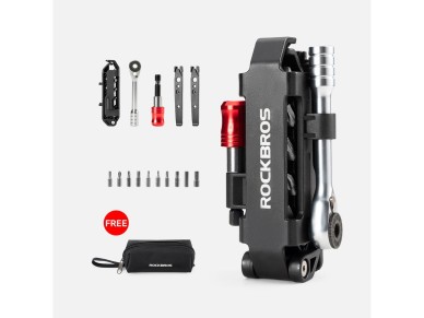 Rockbros Multitool Bicycle Tool Set with Ratchet Wrench and Tire Levers - Black Rockbros Multitool Bicycle Tool Set with Ratchet Wrench and Tire Levers - Black