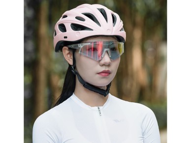 Rockbros Bike Helmet with Visor, Detachable UV Goggles, Detachable Visor, Unisex - Pink Rockbros Bike Helmet with Visor, Detachable UV Goggles, Detachable Visor, Unisex - Pink