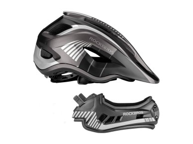 Casco de bicicleta infantil Rockbros TT-32SBTG-M con mentonera extraíble, talla M - gris Casco de bicicleta infantil Rockbros TT-32SBTG-M con mentonera extraíble, talla M - gris