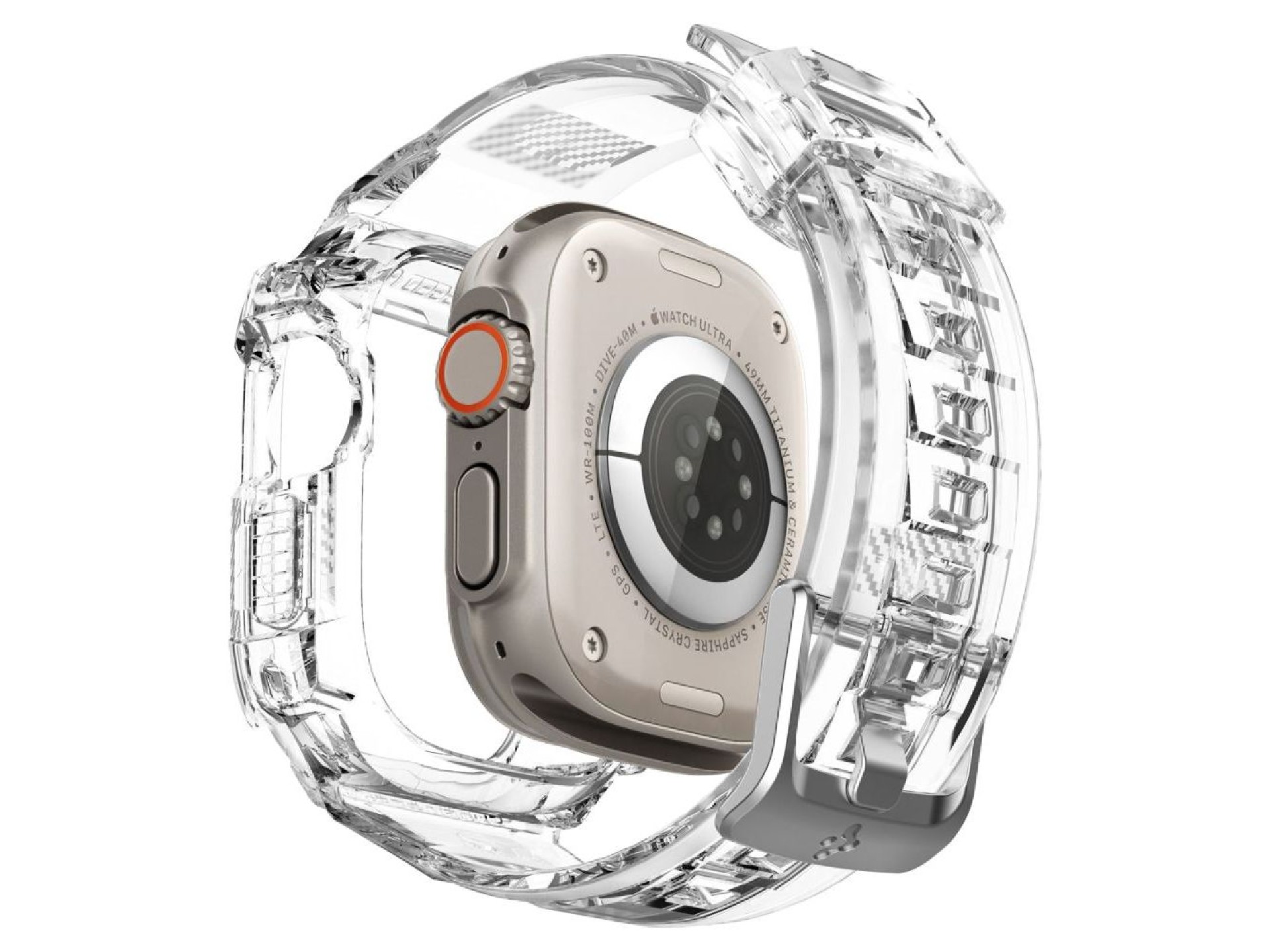 Funda Spigen Rugged Armor Pro con correa para Apple Watch Ultra (49 mm) - Transparente