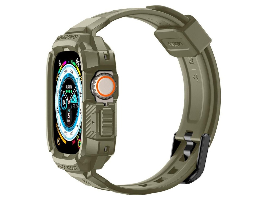 Funda Spigen Rugged Armor Pro con correa para Apple Watch Ultra (49 mm) - Verde