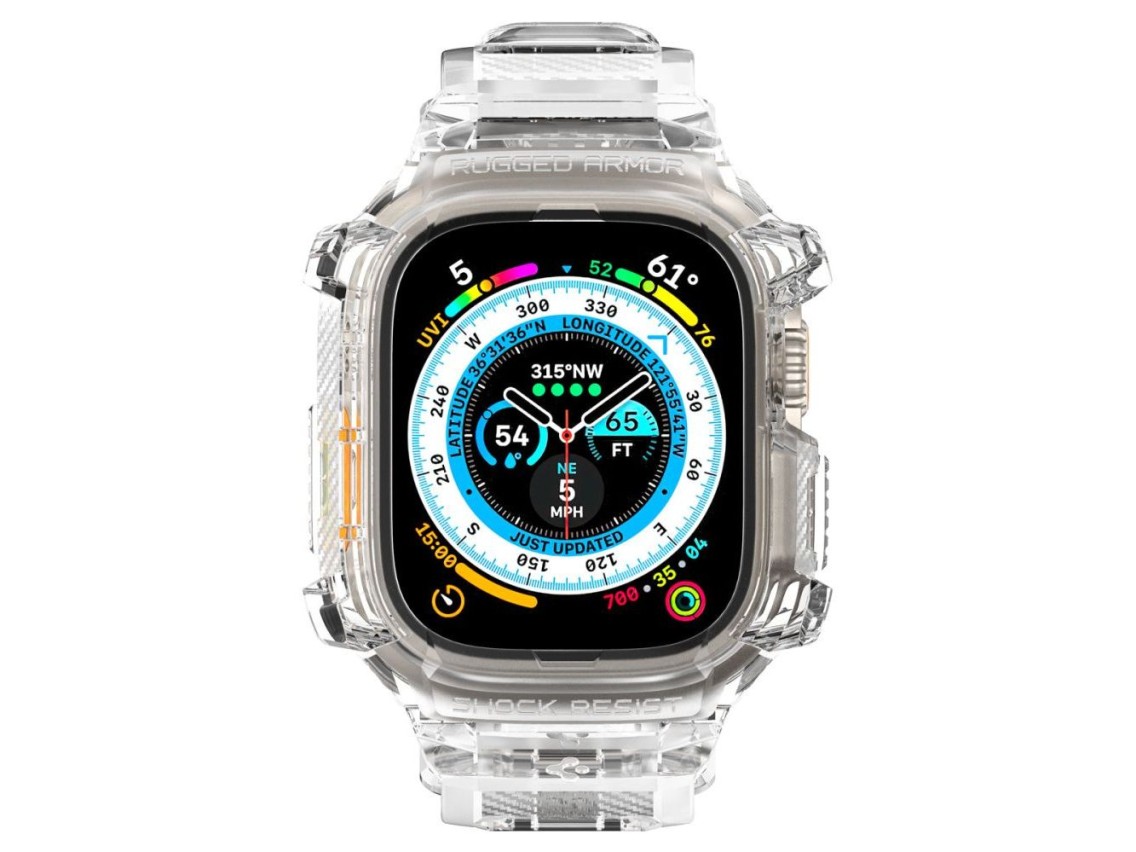 Funda Spigen Rugged Armor Pro con correa para Apple Watch Ultra (49 mm) - Transparente