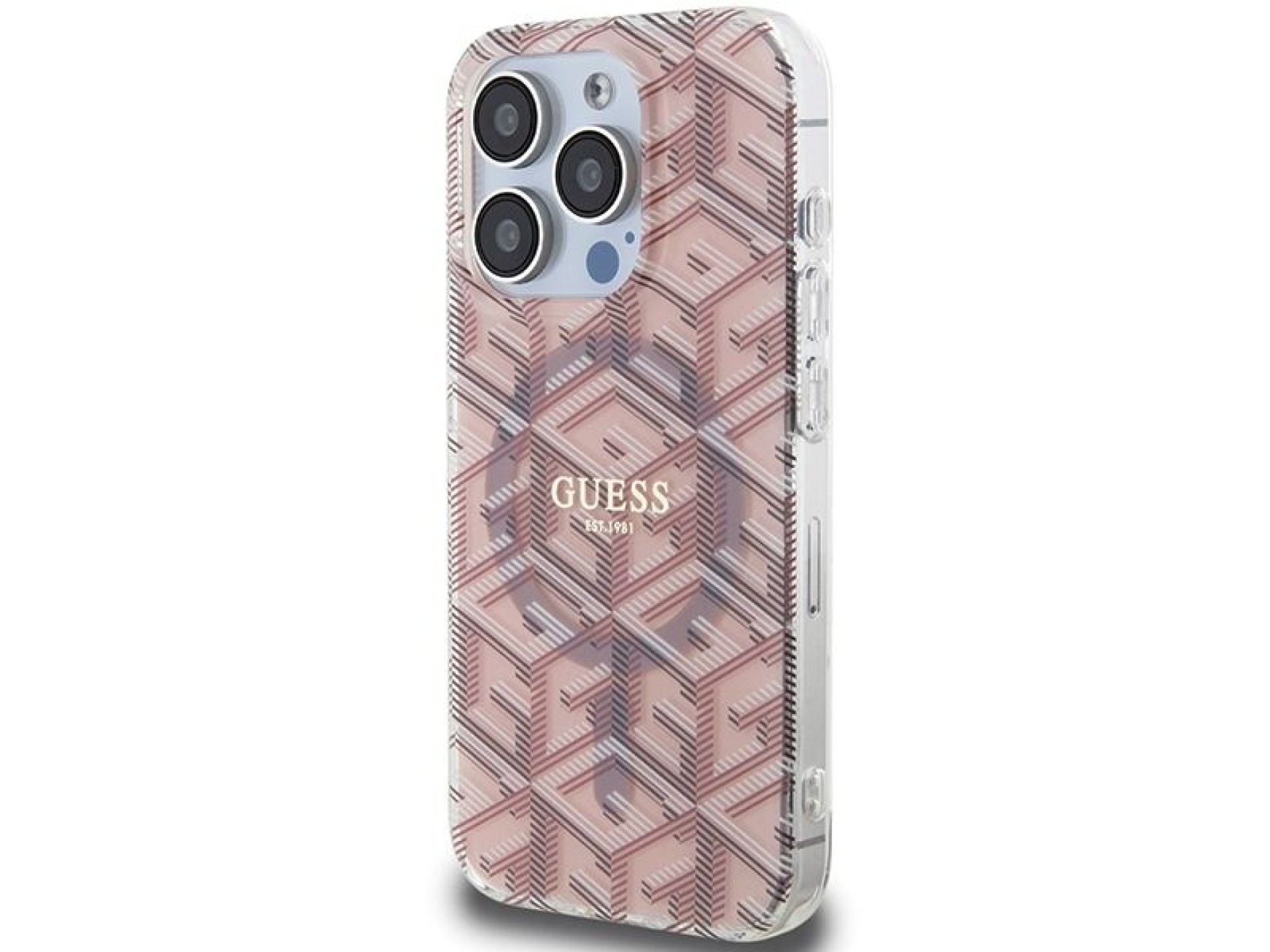Capa Guess IML GCube MagSafe para iPhone 15 Pro - rosa