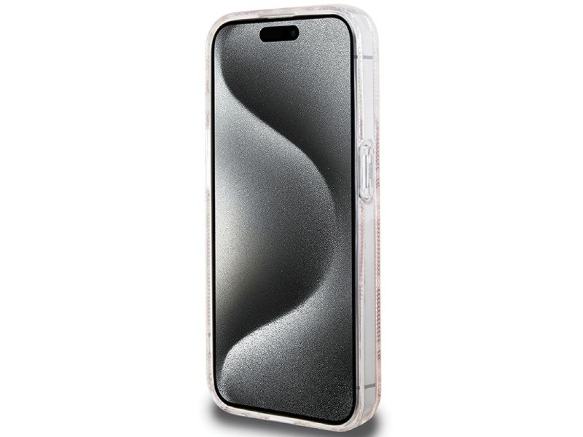 Capa Guess IML GCube MagSafe para iPhone 15 Pro - rosa