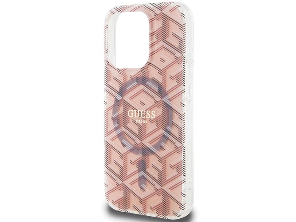 Capa Guess IML GCube MagSafe para iPhone 15 Pro - rosa