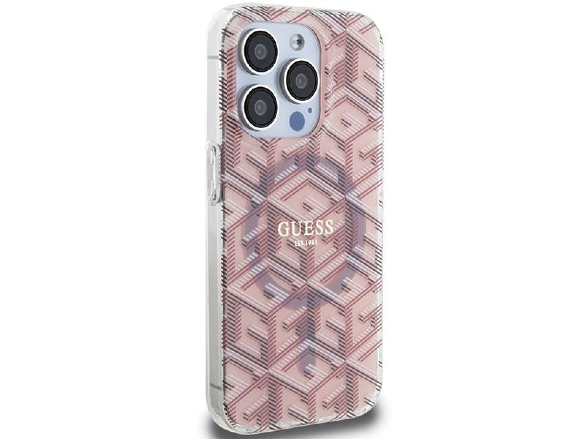 Capa Guess IML GCube MagSafe para iPhone 15 Pro Max - rosa