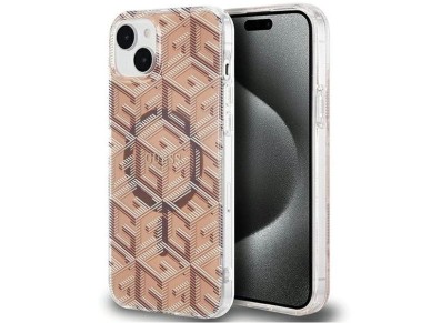 Guess IML GCube MagSafe case for iPhone 15 Plus / 14 Plus - brown Guess IML GCube MagSafe case for iPhone 15 Plus / 14 Plus - brown
