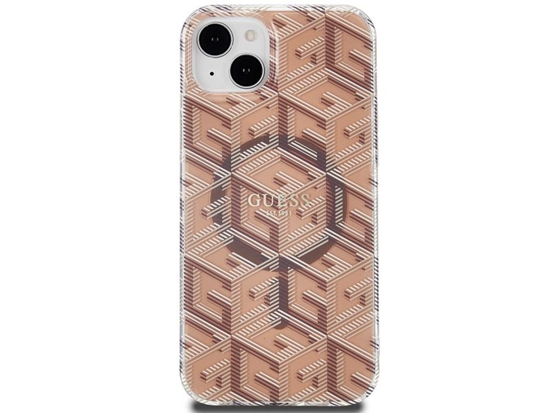 Capa Guess IML GCube MagSafe para iPhone 15 Plus / 14 Plus - marrom