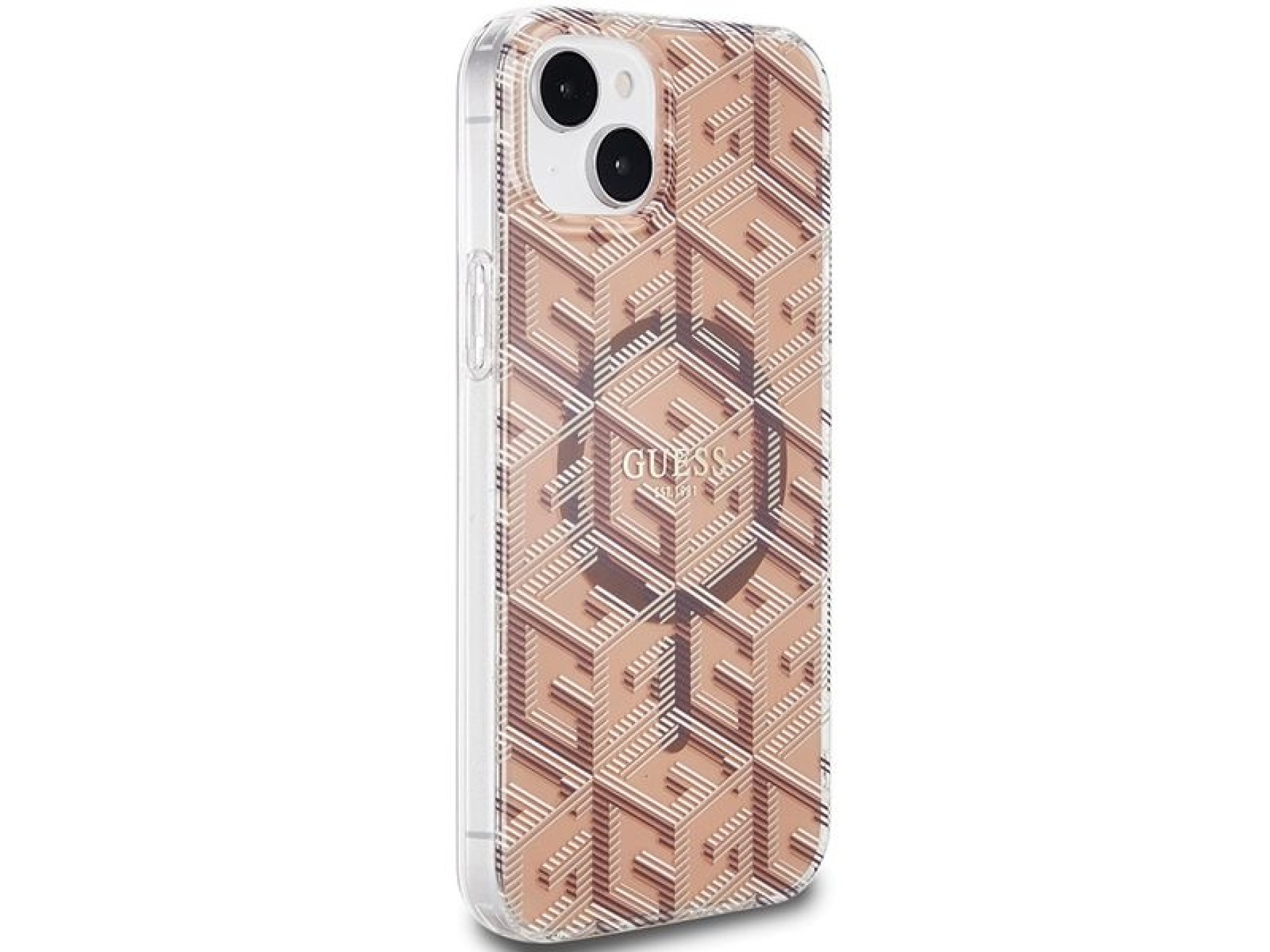 Capa Guess IML GCube MagSafe para iPhone 15 Plus / 14 Plus - marrom
