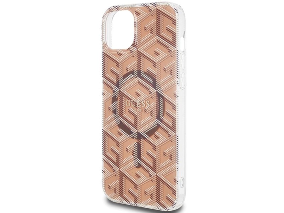 Capa Guess IML GCube MagSafe para iPhone 15 Plus / 14 Plus - marrom