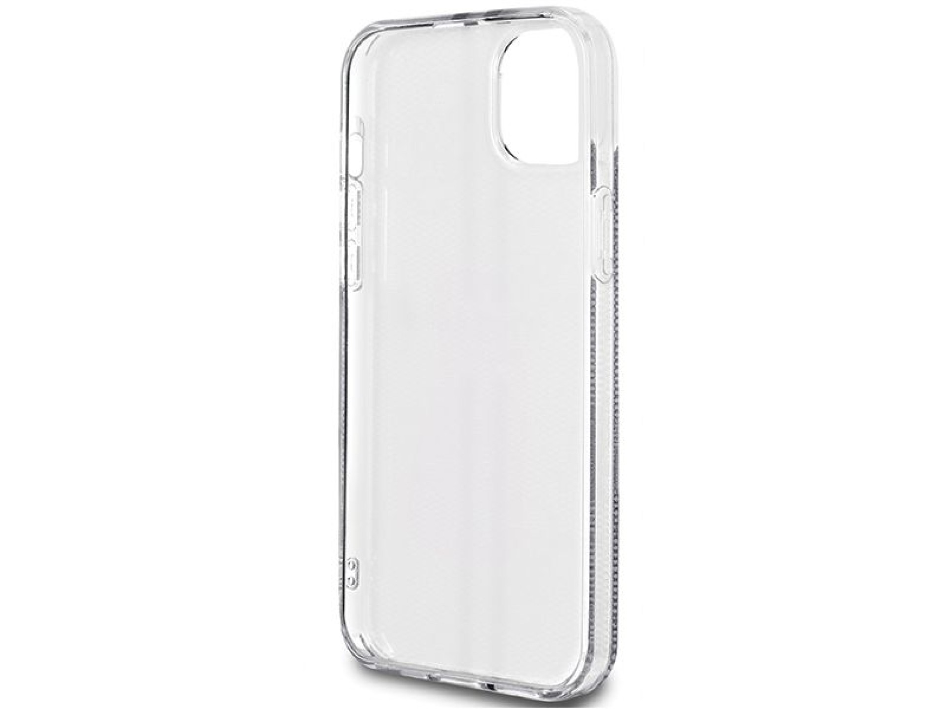 Capa Guess IML 4G com listras douradas para iPhone 15 Plus / 14 Plus - preta